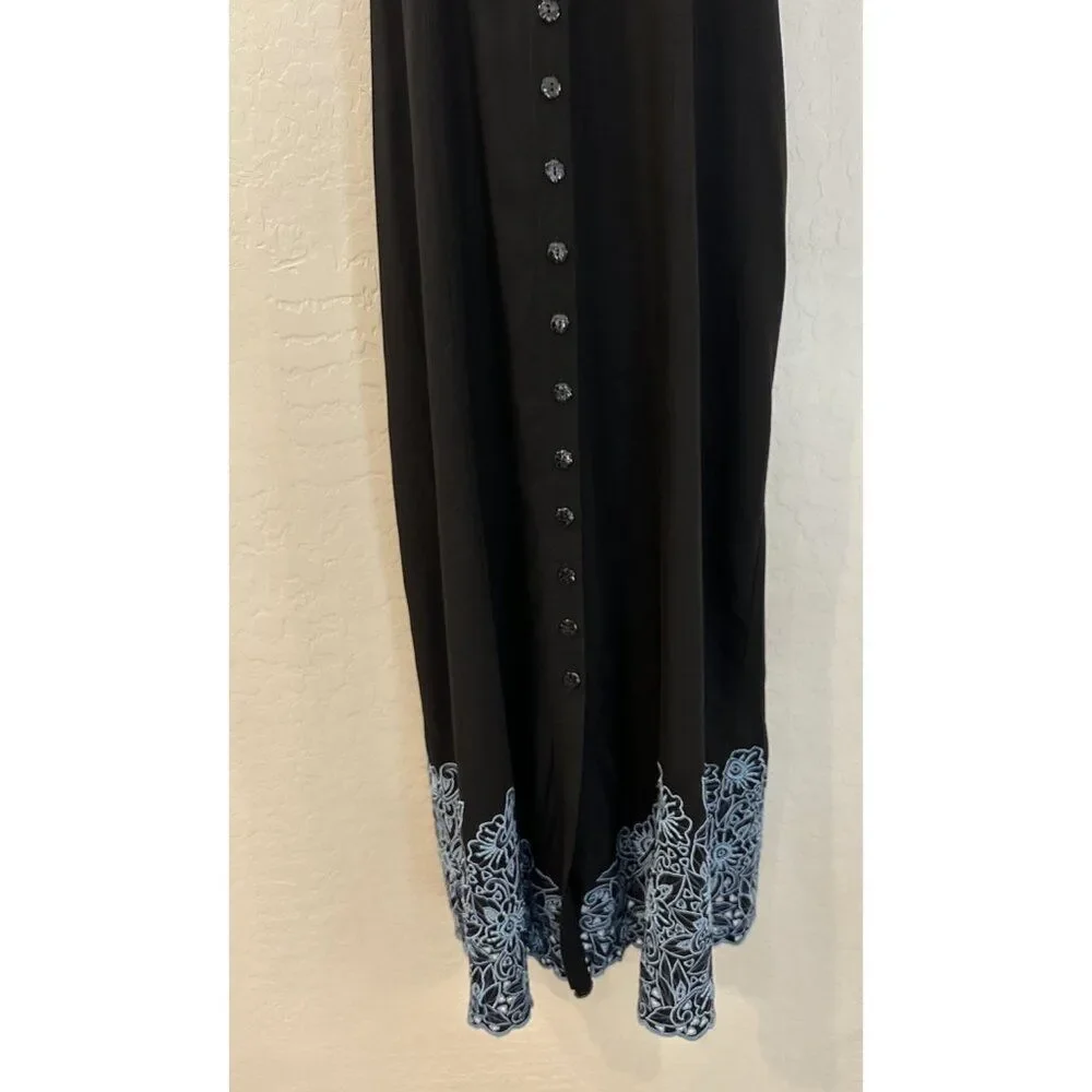 Button Down Embroidered Lace Bohemian Dress 90’s Western Coastal Cowgirl - Picture 3 of 15